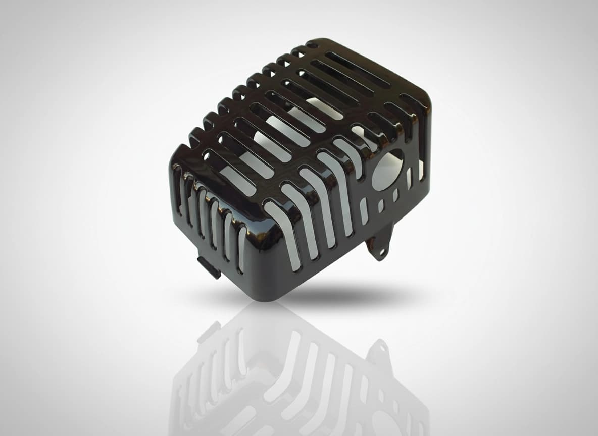 Exhaust muffler cover for S-trimmers, trimmers, and brush cutters