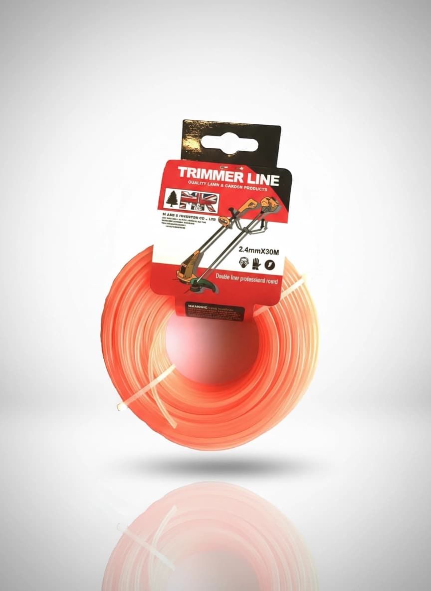 Heavy duty strimmer line spool, 2.4mm thickness, 30m length, suitable for petrol, corded, and cordless strimmers.