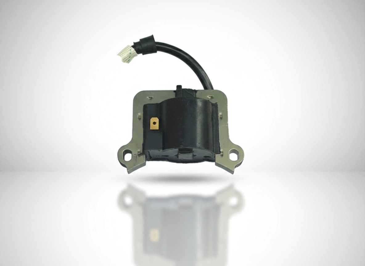 Ignition coil for Mitsubishi F44B and Kawasaki strimmers, ensuring reliable engine starting and performance.